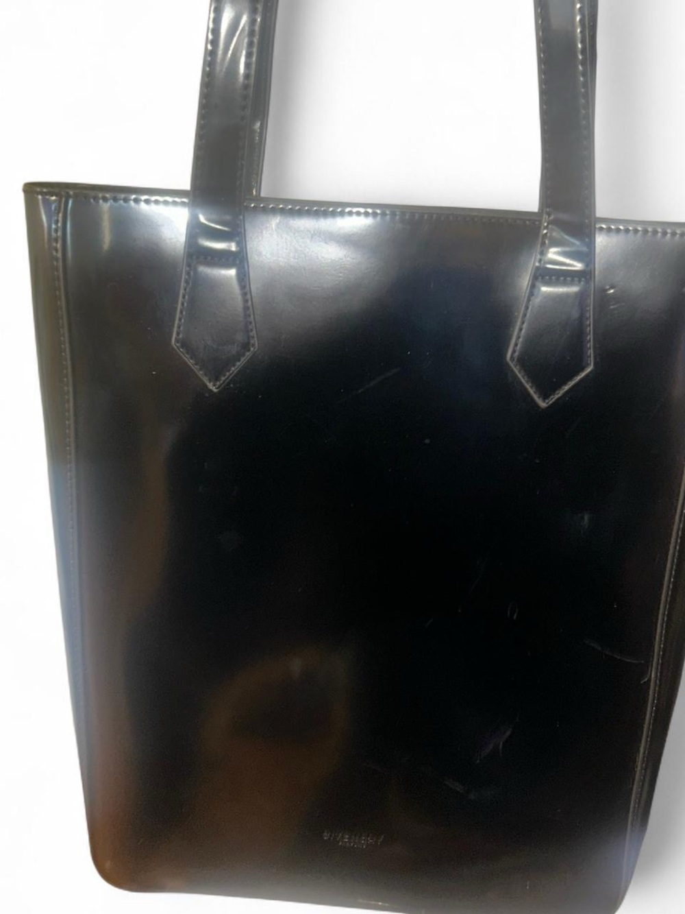 Vintage Givenchy  Black Patent Polyurethane Tote Bag Large Shopper - Picture 6 of 8